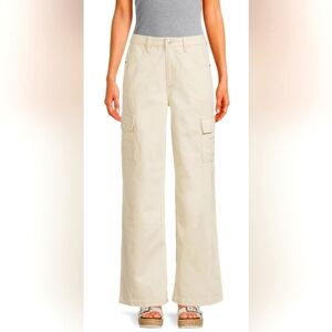 Cream Wide-Leg Cargo Pants No Boundaries